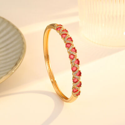 quality Jewelry Round Brass CZ 18K Gold Plated Palladium Zircon Retro Opened Bracelet factory