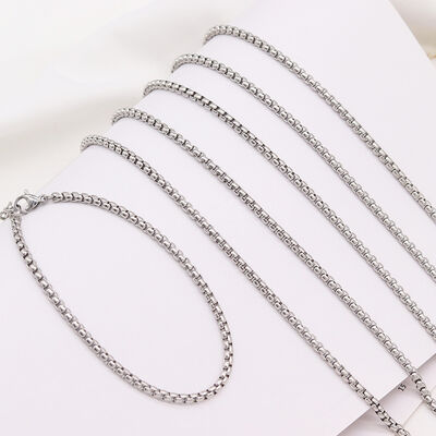 quality Fashion Versatile Stainless Steel Bracelet Pearl Chain Simple Box Chain Hip Hop Personality Snake Bone Jewelry Chains factory