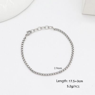 quality Fashion Versatile Stainless Steel Bracelet Pearl Chain Simple Box Chain Hip Hop Personality Snake Bone Jewelry Chains factory