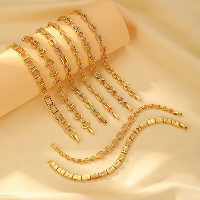 quality Personalized Trendy Jewelry 14K Gold Plated Brass Zircon Palladium Gold Geometric Ladies Toggle Clasp Link Chain Bracelet factory
