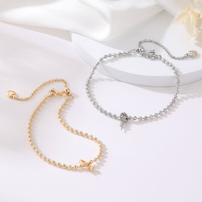 quality 14K Gold Plated Brass Silver Ball Chain Jewelry Bracelet Adjustable Universal Chain Bracelet factory