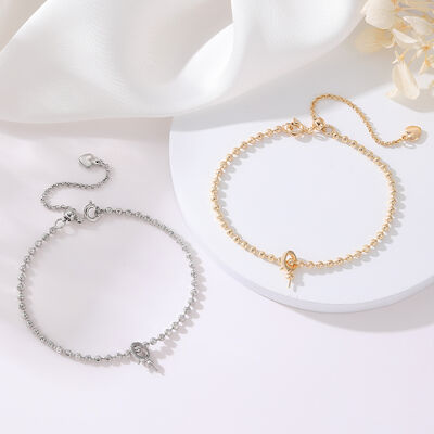 quality 14K Gold Plated Brass Silver Ball Chain Jewelry Bracelet Adjustable Universal Chain Bracelet factory