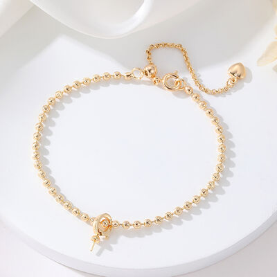 quality 14K Gold Plated Brass Silver Ball Chain Jewelry Bracelet Adjustable Universal Chain Bracelet factory