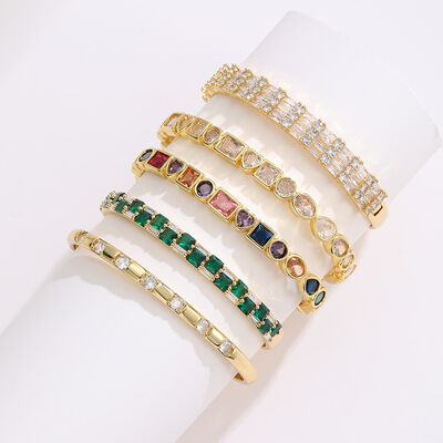 quality 2026 New Fashion Zircon Bracelet 14K Gold Adjustable Bangles Colored Zircon Devil's Eye Heart Shaped Gemstone Bangles factory