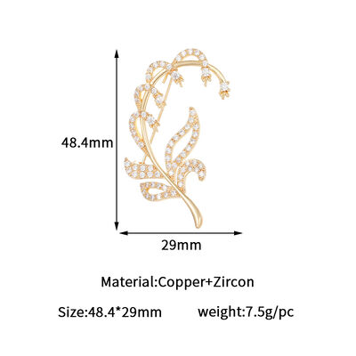 quality Brass Zircon Chest Temperament Multifunctional Branch Leaf Women's Dress Pin Accessories Pearl Style 14k Gold Plated Brooch factory