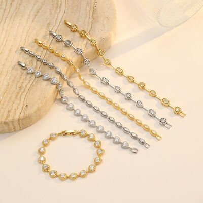 Quality Hot Selling Fashion Gold Plated Brass Jewelry Bracelet Minimalist Style Women's Hollow Oval Heart Geometric Designs with Zircon factory