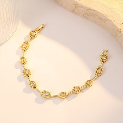 Quality Hot Selling Fashion Gold Plated Brass Jewelry Bracelet Minimalist Style Women's Hollow Oval Heart Geometric Designs with Zircon factory