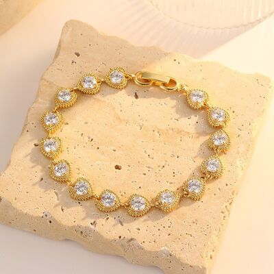 Quality Hot Selling Fashion Gold Plated Brass Jewelry Bracelet Minimalist Style Women's Hollow Oval Heart Geometric Designs with Zircon factory
