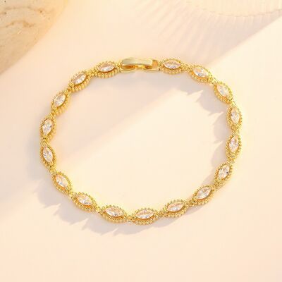 Quality Hot Selling Fashion Gold Plated Brass Jewelry Bracelet Minimalist Style Women's Hollow Oval Heart Geometric Designs with Zircon factory