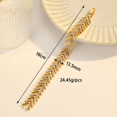 Quality Personalized Trendy Jewelry 18K Gold Plated Brass Zircon Palladium Gold Geometric Ladies Toggle Clasp Link Chain Bracelet factory