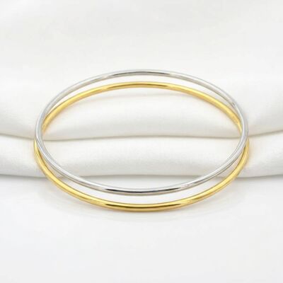 Quality Thin Plain Bangle Set 14K Gold Plated Brass Stackable Silver Gold Two Tone Circle Bracelet Anti Tarnish Jewelry factory