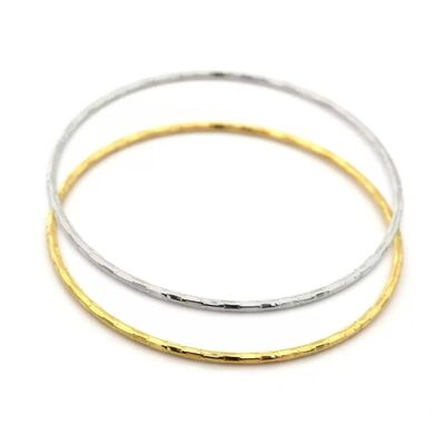 Quality Thin Plain Bangle Set 14K Gold Plated Brass Stackable Silver Gold Two Tone Circle Bracelet Anti Tarnish Jewelry factory