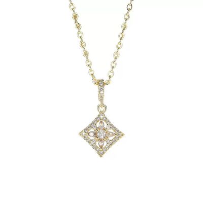 Quality Gioielli Di Moda Popolare Placcato Oro 14k Collana Di Zircon Da Sposa in Rame Placcato Oro Collana All'ingrosso factory