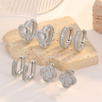 Quality New Arrival Full Rhinestone Heart Clover Hoop Earrings for Women 14K Gold Plated Fashion Jewelry Trendy Cross Huggie Earrings factory