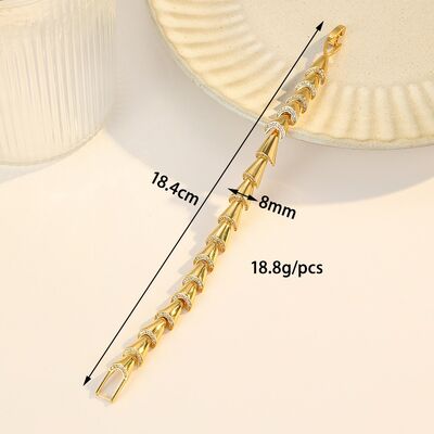 Quality 18K Gold Plated Fashionable Geometric Square Arrow Heart Zircon Charm Bracelet for Women High End Cuban Chain factory