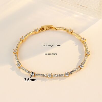 Quality 18K Gold Plated Square Geometric Charm Zircon Bracelet with Oval Cut Stones for Women Gift factory