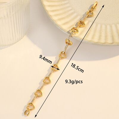 Quality 18K Gold Plated Fashionable Geometric Square Arrow Heart Zircon Charm Bracelet for Women High End Cuban Chain factory