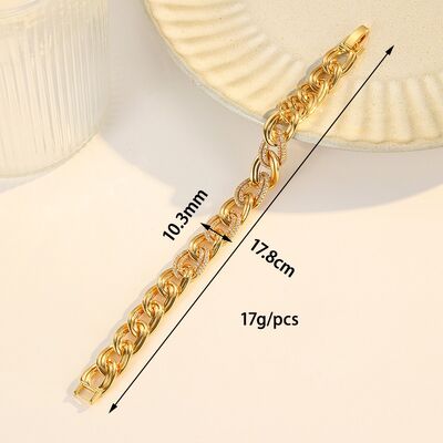 Quality 18K Gold Plated Fashionable Geometric Square Arrow Heart Zircon Charm Bracelet for Women High End Cuban Chain factory