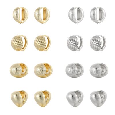 Quality 14k Gold Plated Geometric Heart Hoop Earrings for Women Brushed Tone Fashion Jewelry Huggie Earring for Daily Party Gifts factory