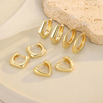 Quality New Geometric Square Heart Shaped Huggie Earring 14K Gold Plated Smooth Jewelry Hoop Earrings for Women Trendy for Daily Wear factory
