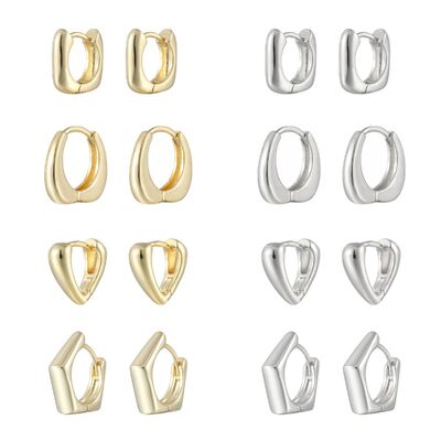 Quality New Geometric Square Heart Shaped Huggie Earring 14K Gold Plated Smooth Jewelry Hoop Earrings for Women Trendy for Daily Wear factory