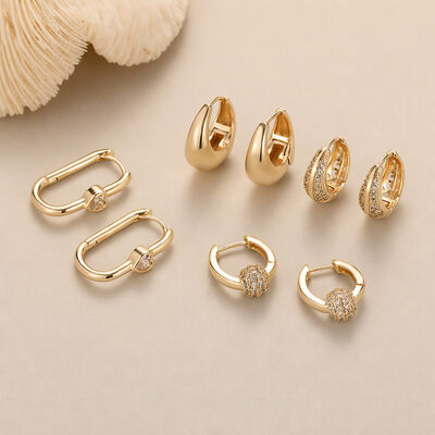 Quality 14K Gold Plated Geometric Hoop Earrings for Women  Luxury CZ Paved Heart Teardrop Huggie Earring Minimalist Fashion Jewelry factory