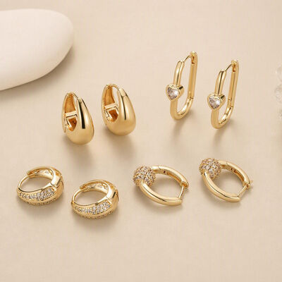 Quality 14K Gold Plated Geometric Hoop Earrings for Women  Luxury CZ Paved Heart Teardrop Huggie Earring Minimalist Fashion Jewelry factory