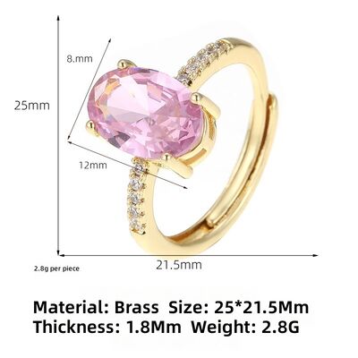 Quality Adjustable Open Rings Set Pink Cubic Zirconia Heart Enamel Rings 14K Gold Silver Plated Finger Rings Fashion Women Jewelry factory