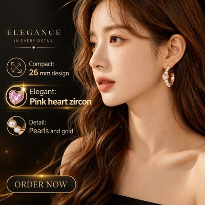 Quality Wholesale Gemstone Pearl Huggie Hoop Earrings Women Vintage 14K Gold Silver Plated Zircon Heart Oval  C Shaped Hoop Earrings factory