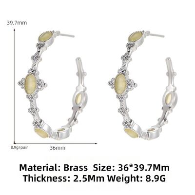 Quality Wholesale Gemstone Pearl Huggie Hoop Earrings Women Vintage 14K Gold Silver Plated Zircon Heart Oval  C Shaped Hoop Earrings factory