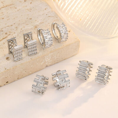 Quality Fashion 14K Gold Plated Geometric Square Zigzag Huggie Earrings for Women Zircon Paved Hoops Hypoallergenic Fashion Jewelry Gift factory