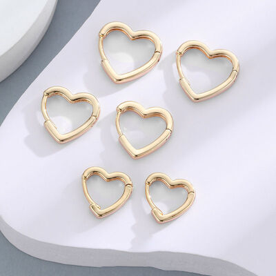 Quality Wholesale Fashion 14K Gold Plated Smooth Heart Shaped Hoop Earrings Jewelry for Women 2026 Minimalist Brass Huggie Earring factory