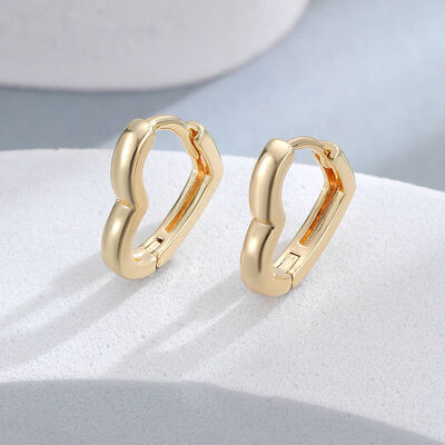 Quality Wholesale Fashion 14K Gold Plated Smooth Heart Shaped Hoop Earrings Jewelry for Women 2026 Minimalist Brass Huggie Earring factory